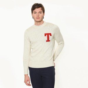 Tommy Hilfiger pánský béžový svetr Logo